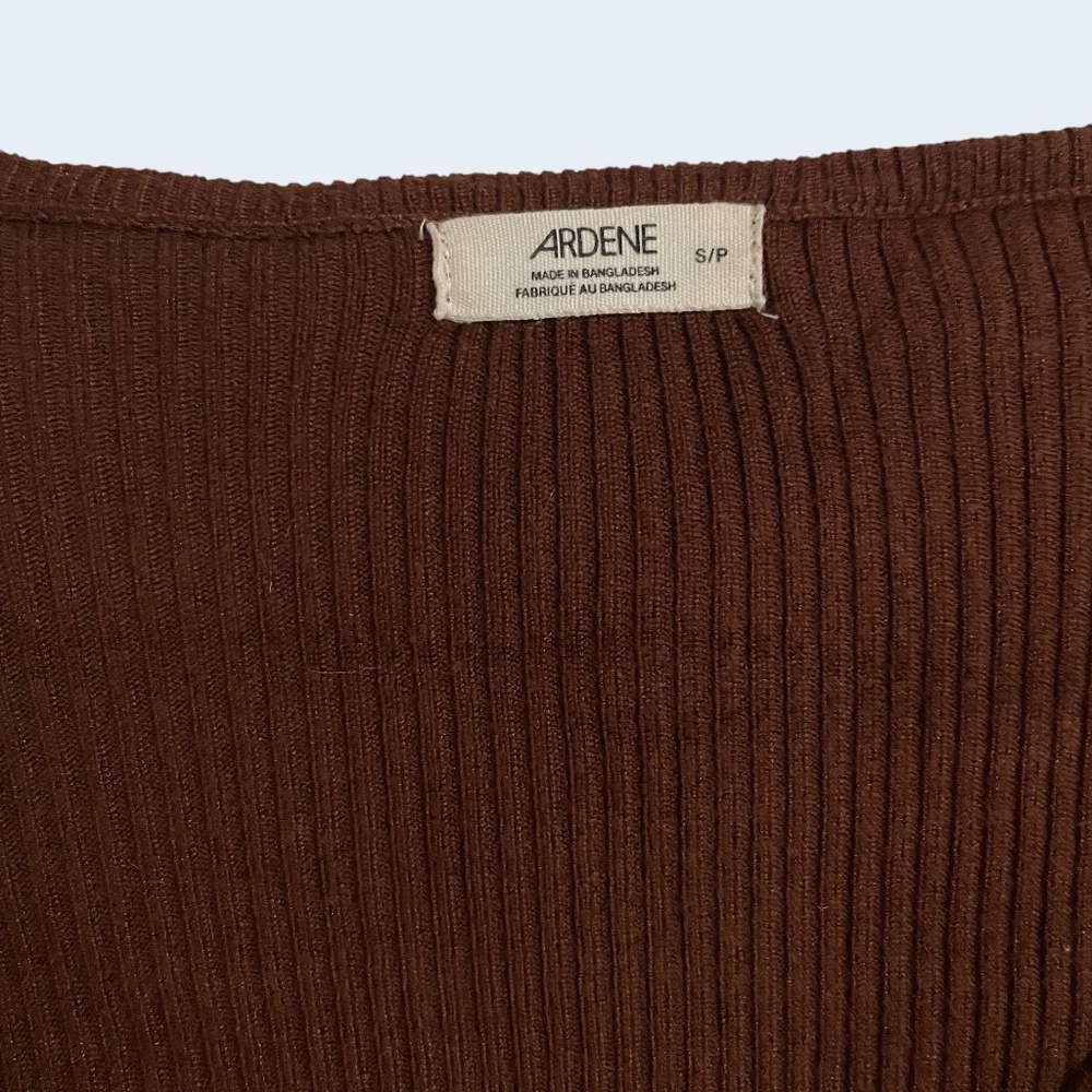 Ardene Brown Cropped Ribbed Cardigan - Picture 3 of 3